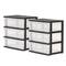 IRIS® 29qt. Black & Clear Wide 3-Drawer Chests, 2ct.